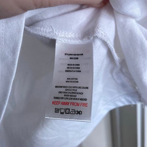 RAE DUNN T-Shirt Beach Bum Graphic Muscle Tee Crop Tank White Size Small - Picture 5 of 6